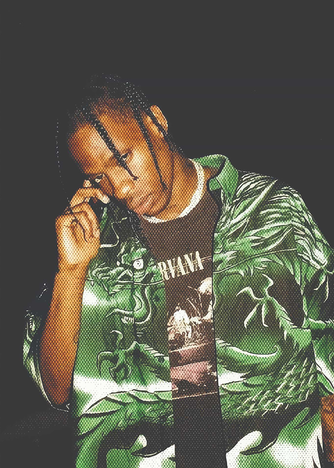 Travis Scott Portrait with Nirvana Shirt