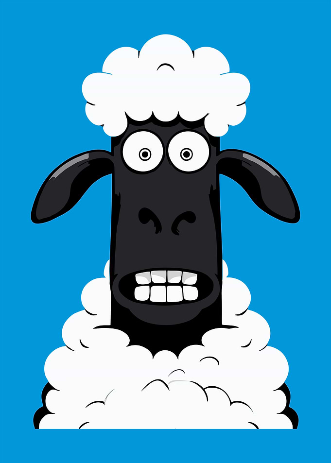 Cartoon Sheep with Goofy Expression