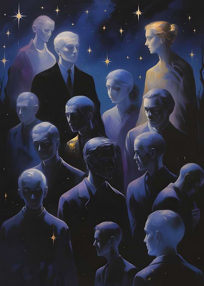 Ethereal Gathering Under Starry Sky