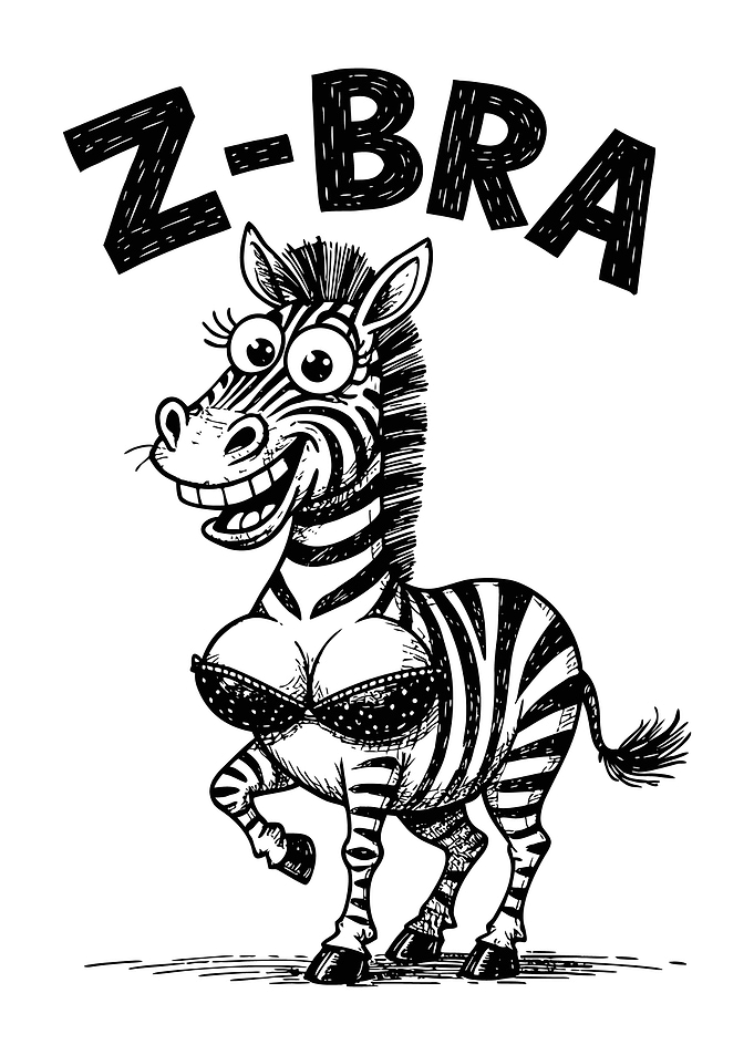 Cartoon Zebra Wearing a Bra
