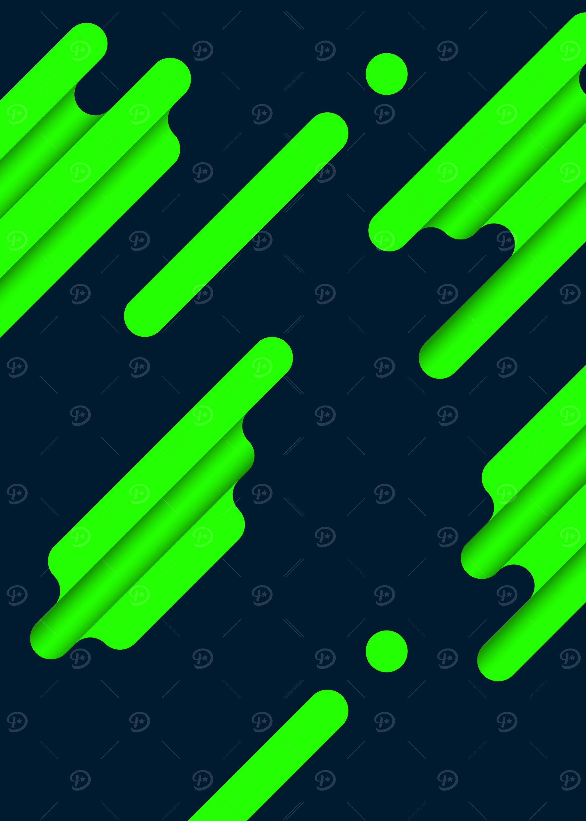 Neon Green Abstract Shapes on Navy Background