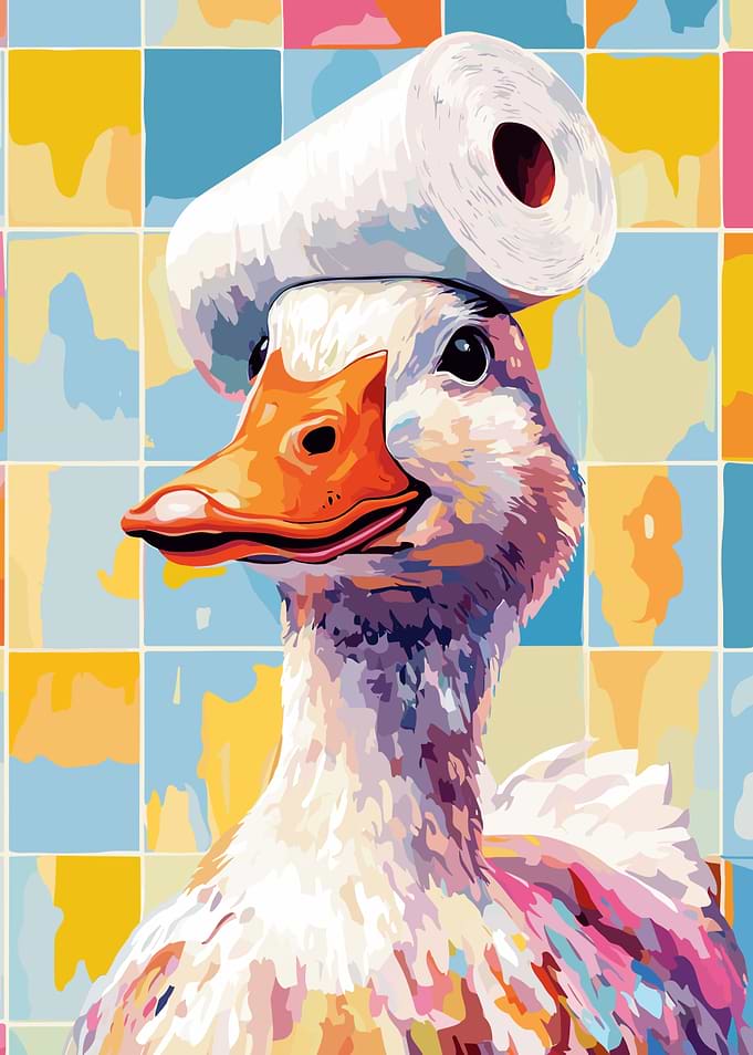 Duck with Toilet Paper Hat