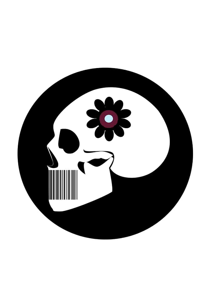 Skull with Flower and Barcode