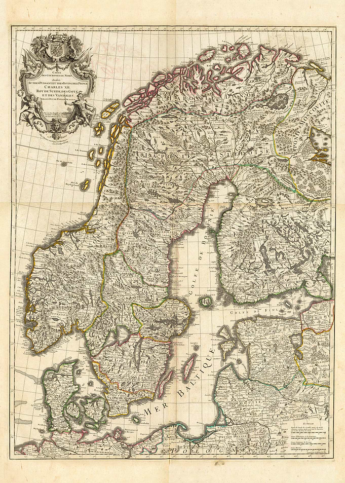 Old Map of Scandinavia and Baltic 1706