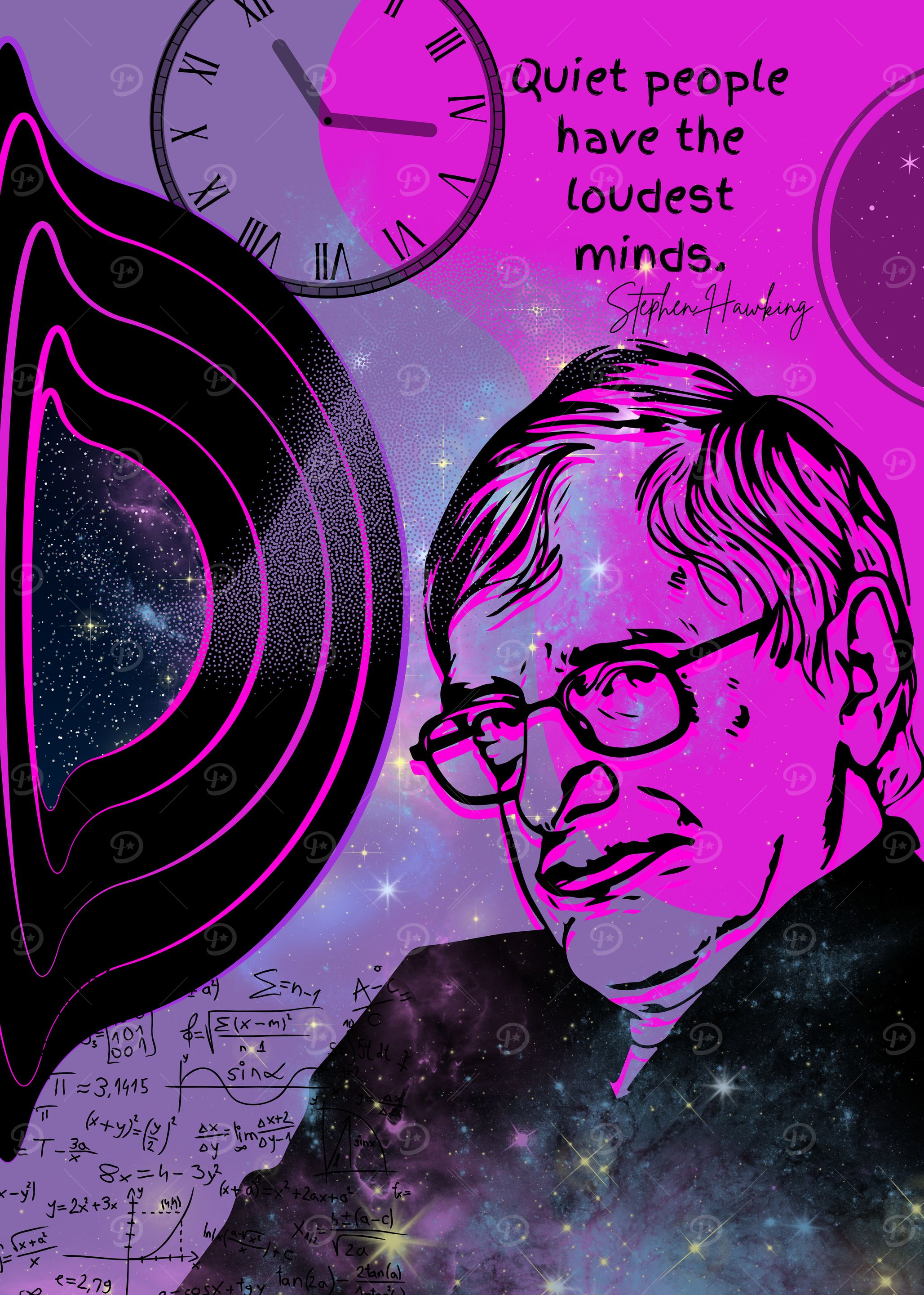 Stephen Hawking Quote Poster – “Quiet People Have the Loudest Minds” | Pop Art Science Wall Art