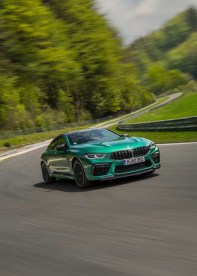 Green BMW M8 Competition on Track