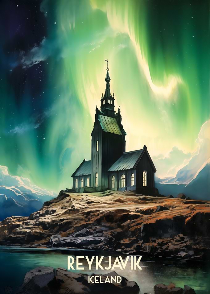 Reykjavik Iceland Aurora Borealis Landscape