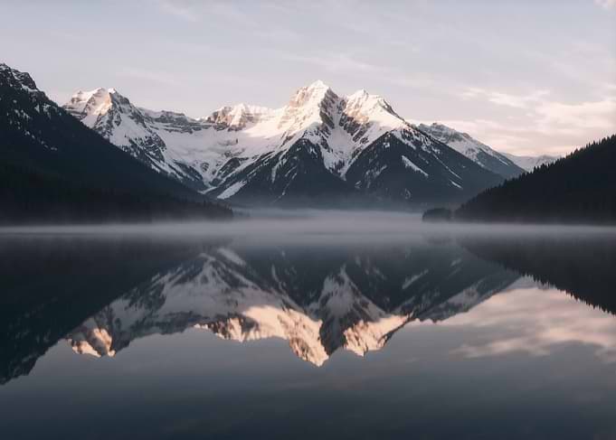Mountain Reflection on Misty Lake