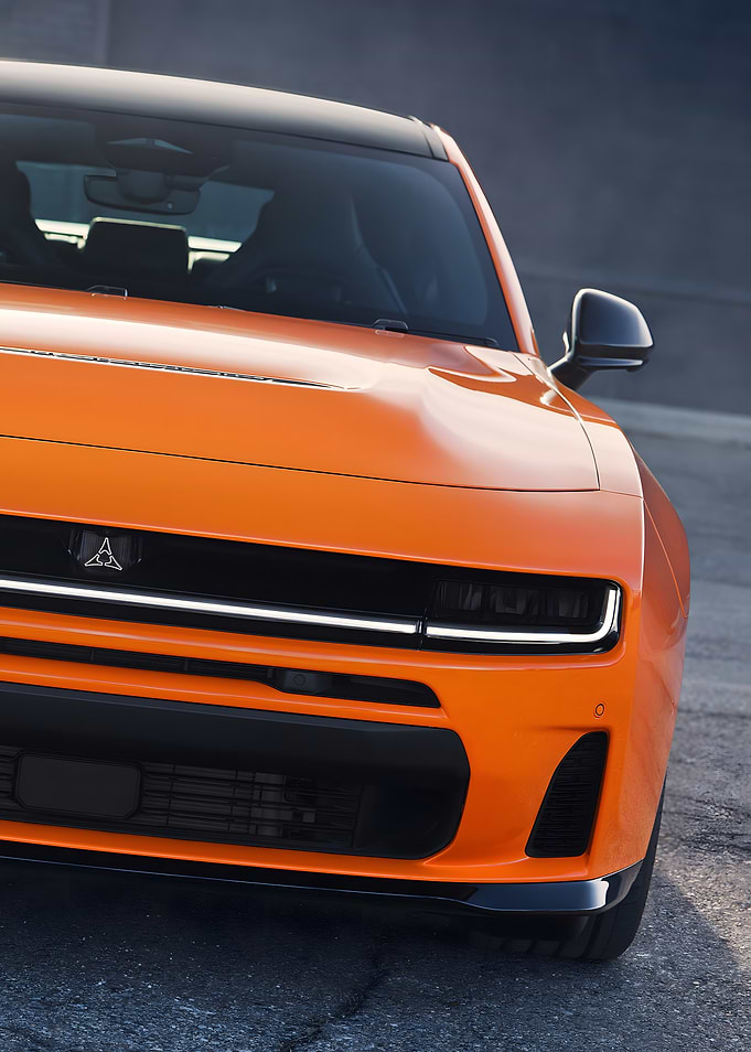 Orange Dodge Challenger Front View