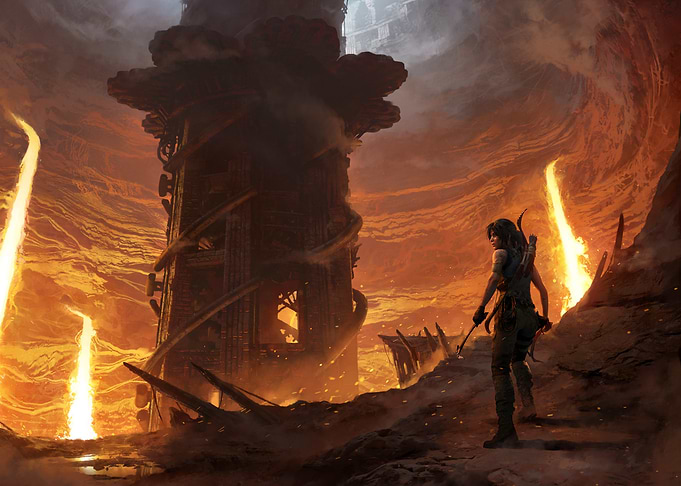 Lara Croft in Volcanic Landscape