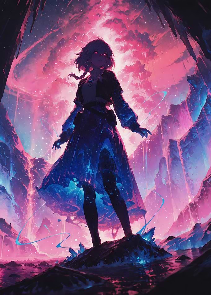 Anime Girl in Fantasy Landscape