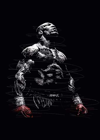 Boxer in Black and White Sketch