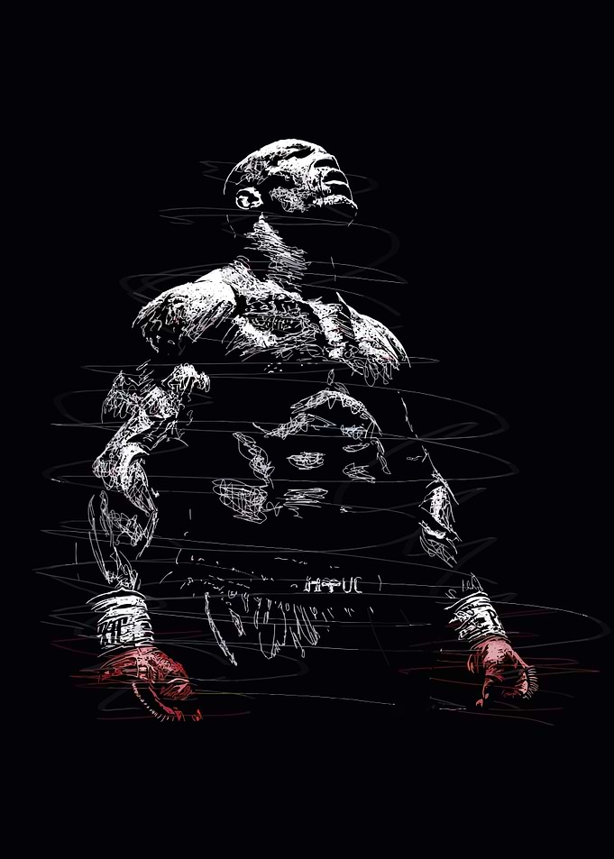 Boxer in Black and White Sketch