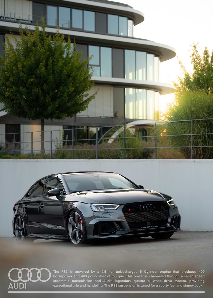 Gray Audi RS3 in Urban Setting