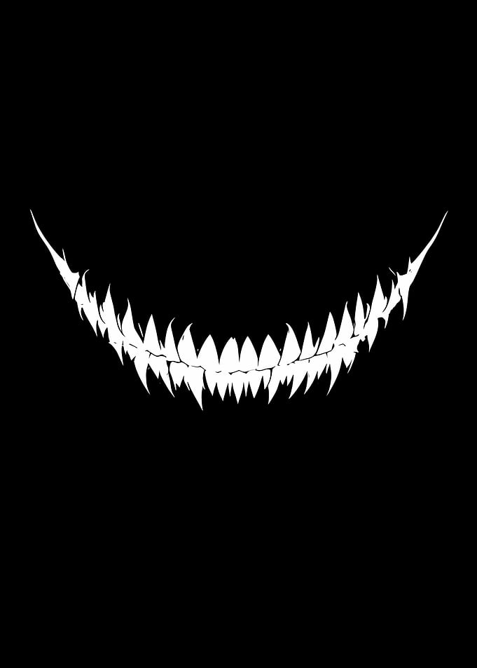 Sharp Teeth Grin on Black Background