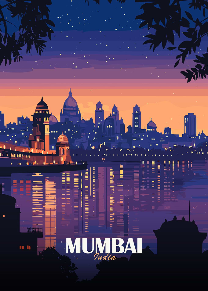 Mumbai India Skyline at Dusk
