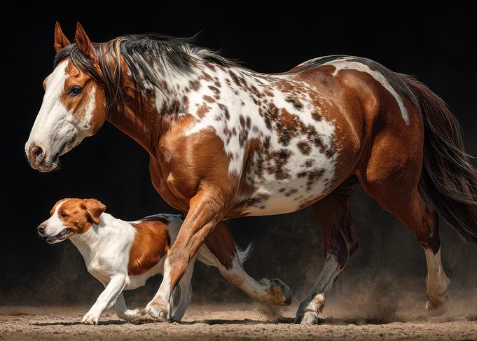 Horse and Dog Running Together