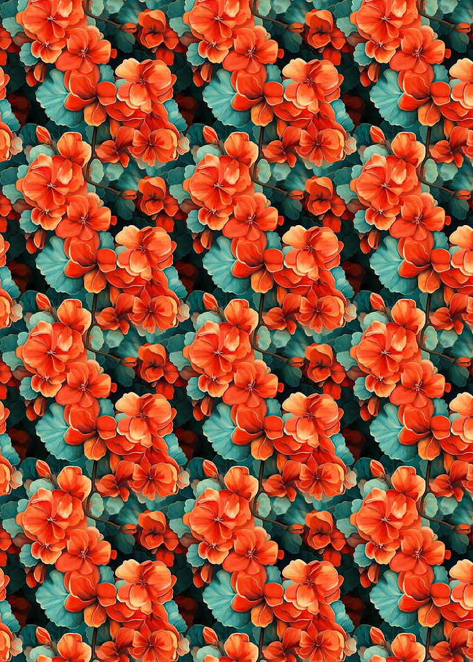 Floral Pattern with Orange Flowers