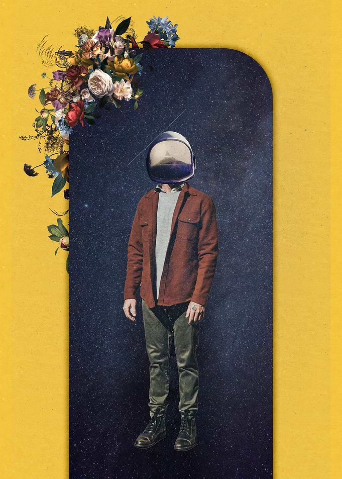 Look At The Stars - Surreal Floral Space Collage