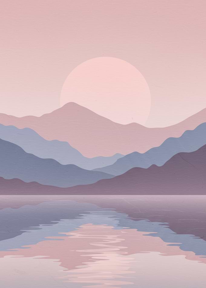 Pastel Mountain Lake Sunset