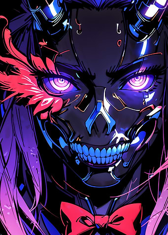 Cyberpunk Demon Girl Portrait