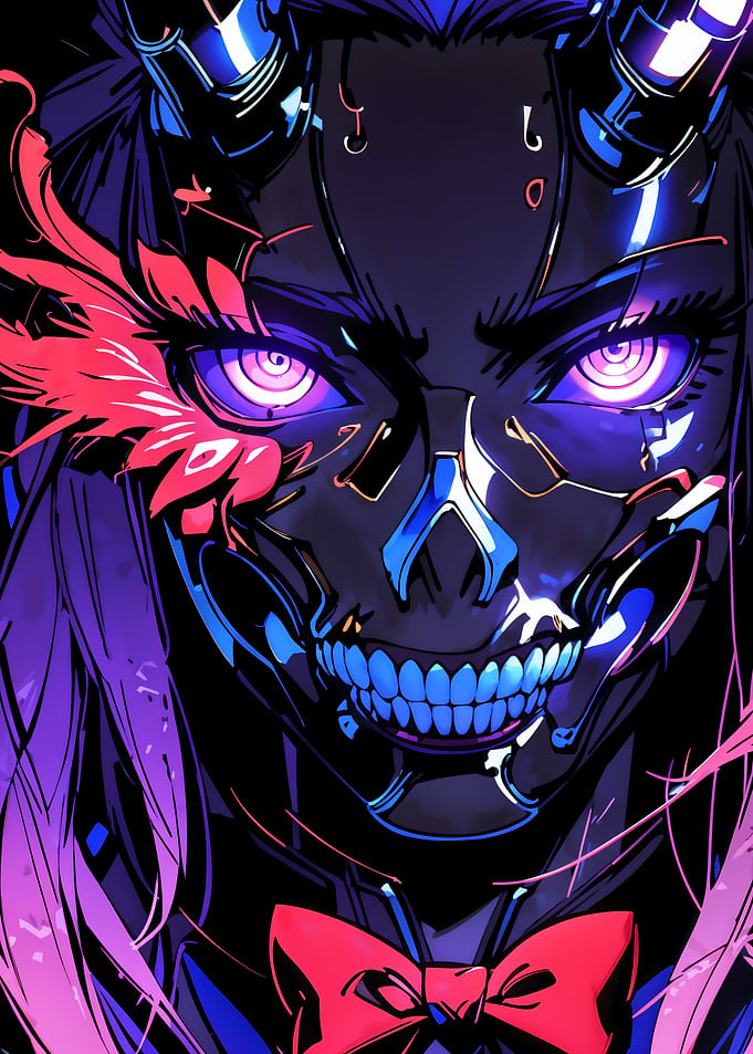 Cyberpunk Demon Girl Portrait