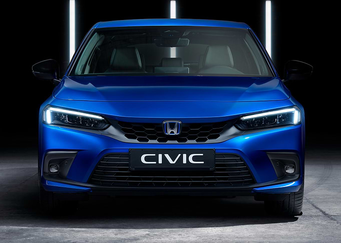 Blue Honda Civic Front View