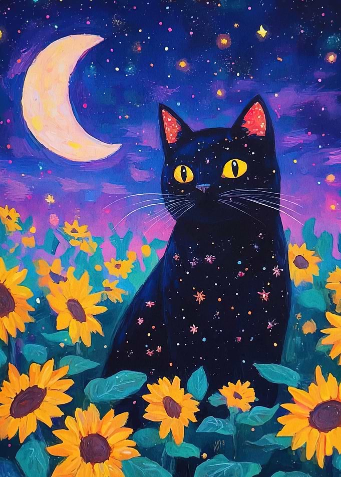 Celestial Cat Sunflower Field