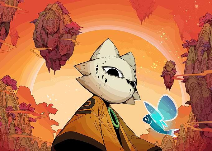 Cat-like Character with Floating Islands