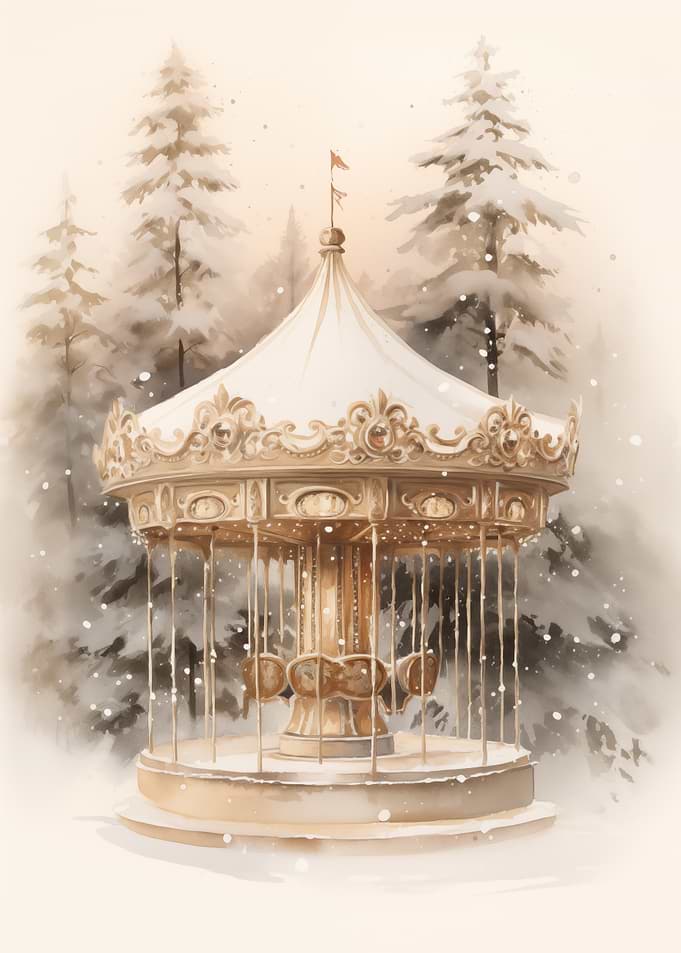 Carousel Snowy winter art