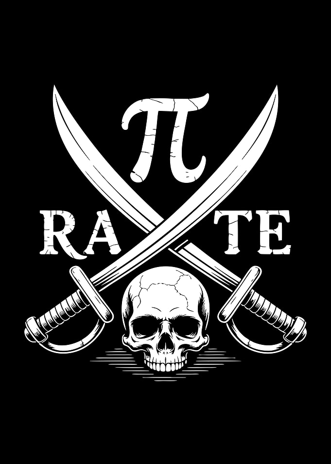 Pi Pirate Skull and Swords Math Pun