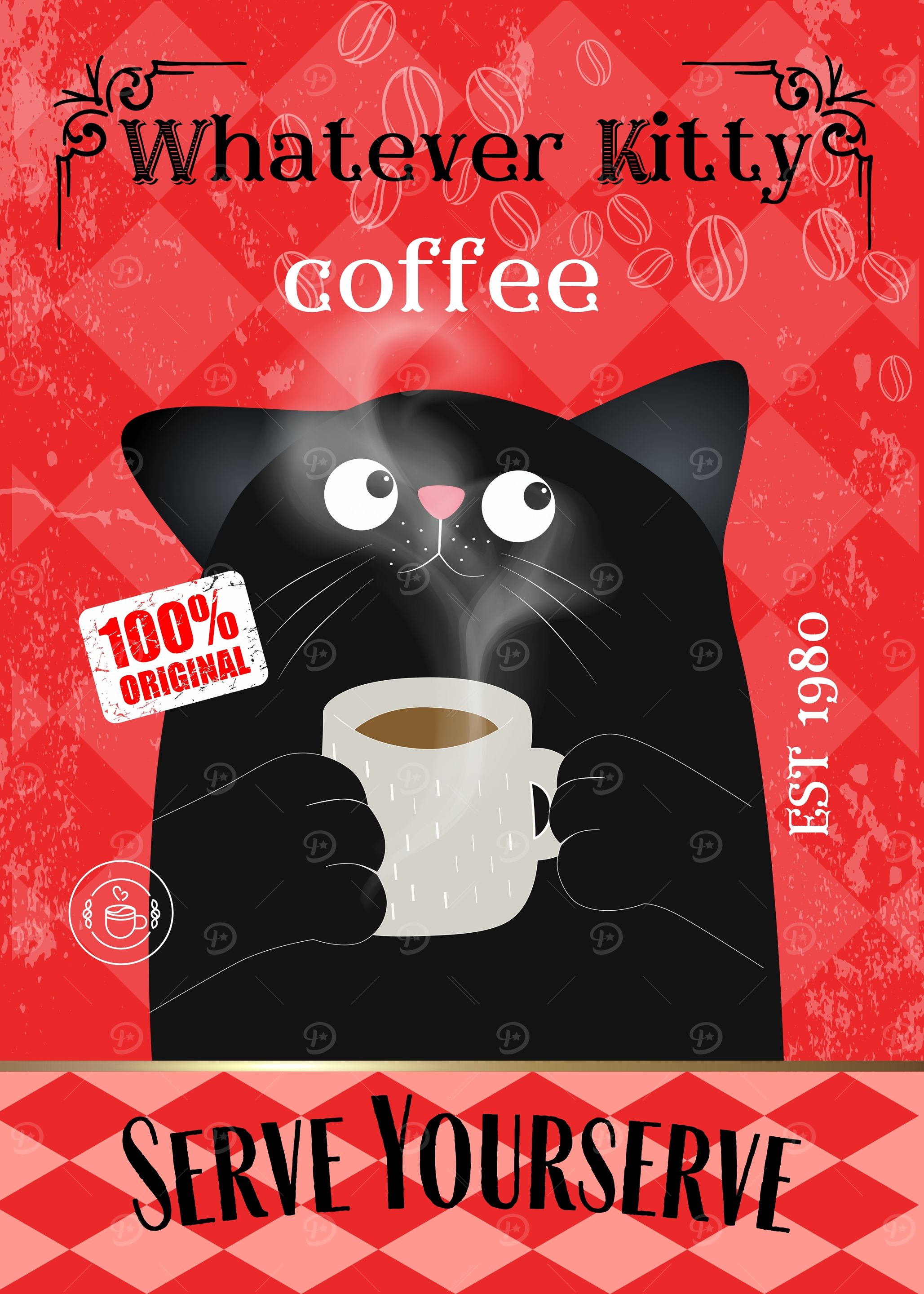 Whatever Kitty Coffee Poster