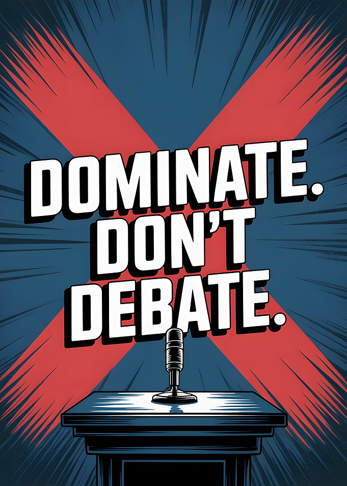 Dominate. Don't Debate. Motivational Poster