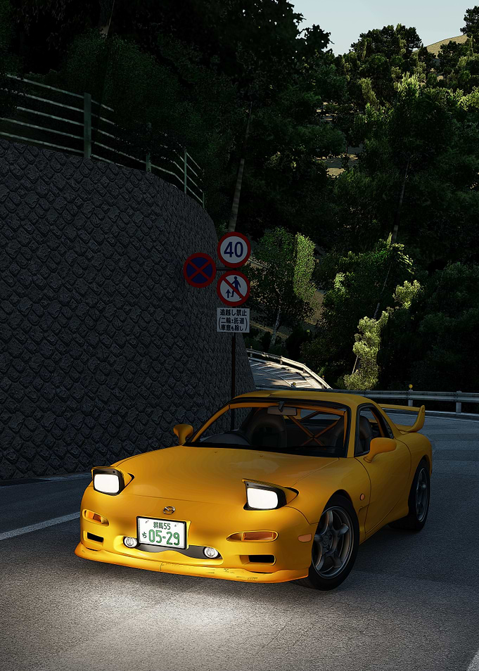 Yellow Comet RX-7 on Touge