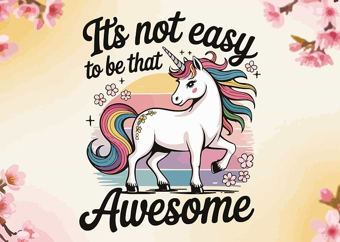 Awesome Unicorn with Rainbow Mane