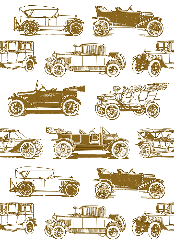 Golden Vintage Car Pattern