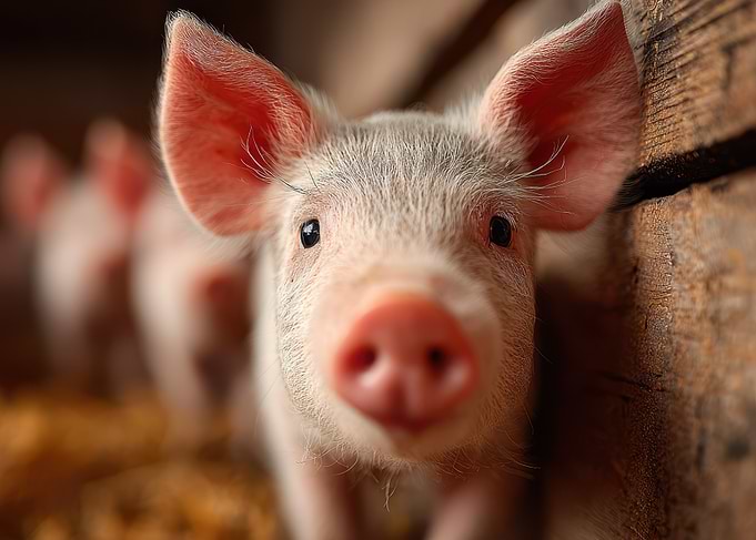 Close-up of a Cute Piglet