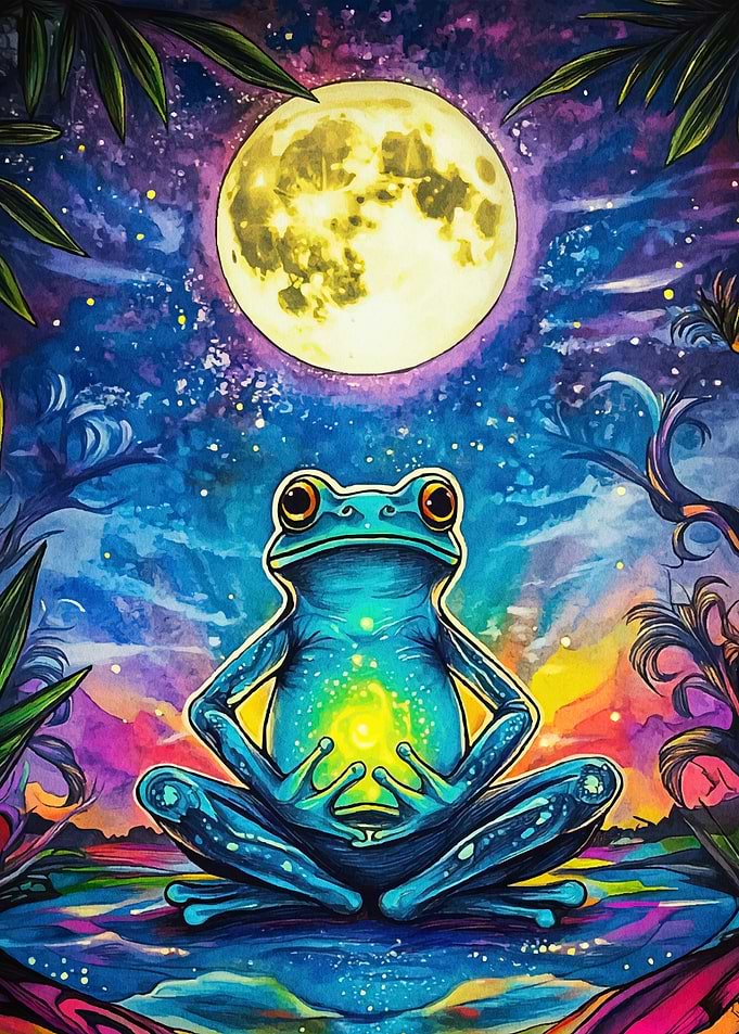 Meditating Frog Moonlight