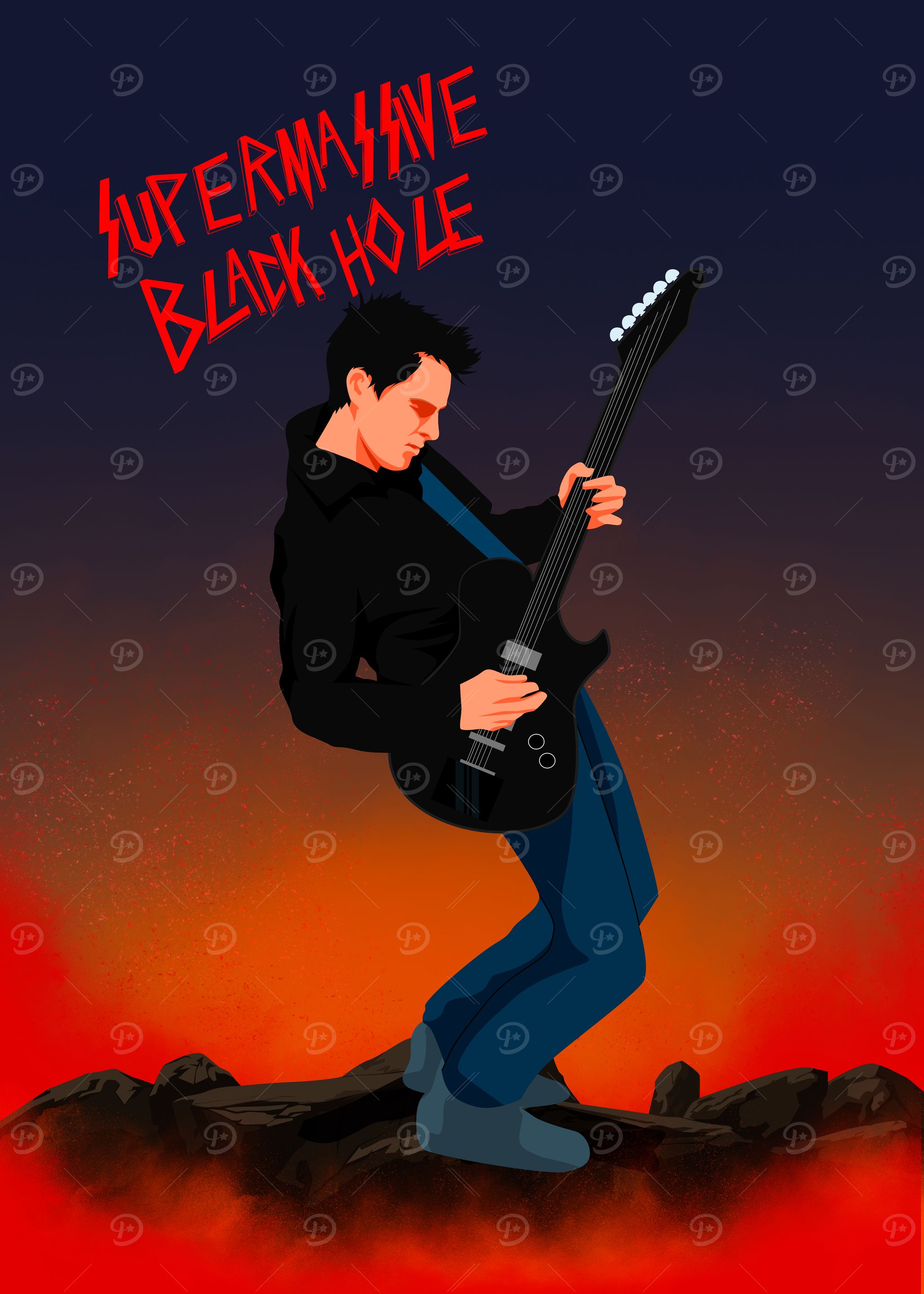 Supermassive Black Hole Guitarist Illustration
