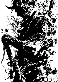 Black and White Samurai Illustration