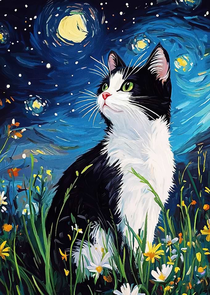 Cat Starry Night