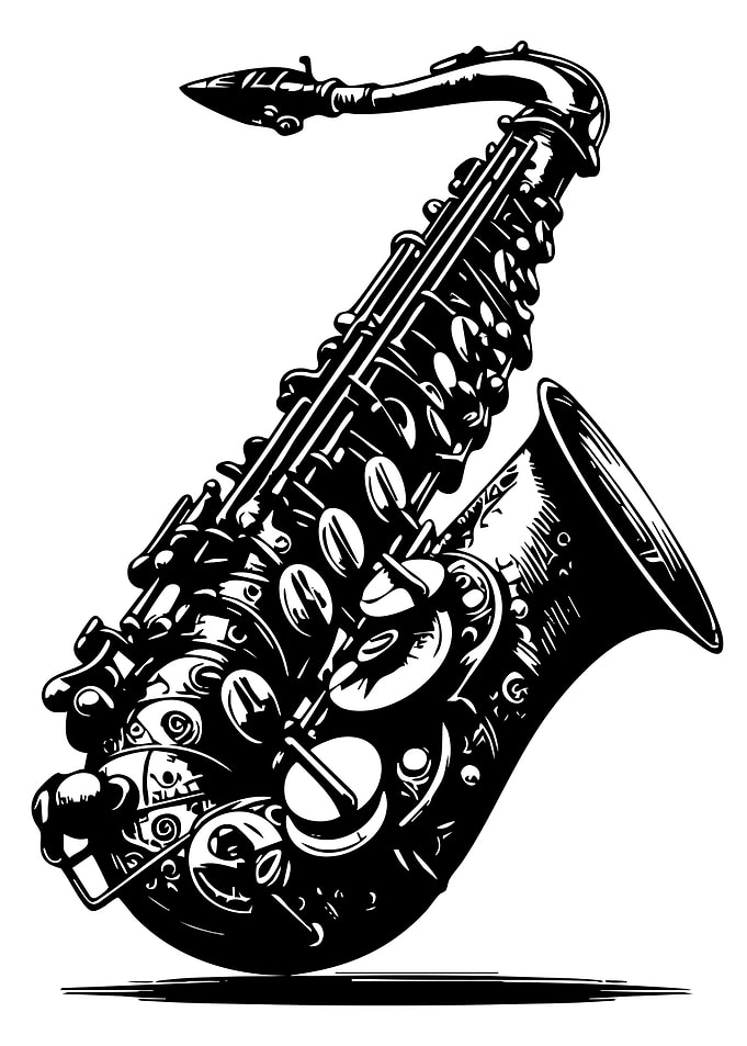 Black and White Saxophone Illustration