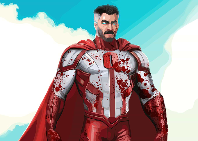 Omni-Man Bloodied Superhero Portrait