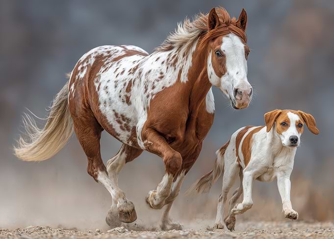 Running Horse and Dog