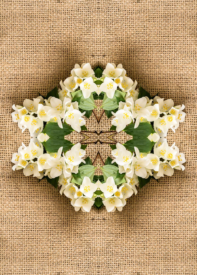 Floral Kaleidoscope on Burlap