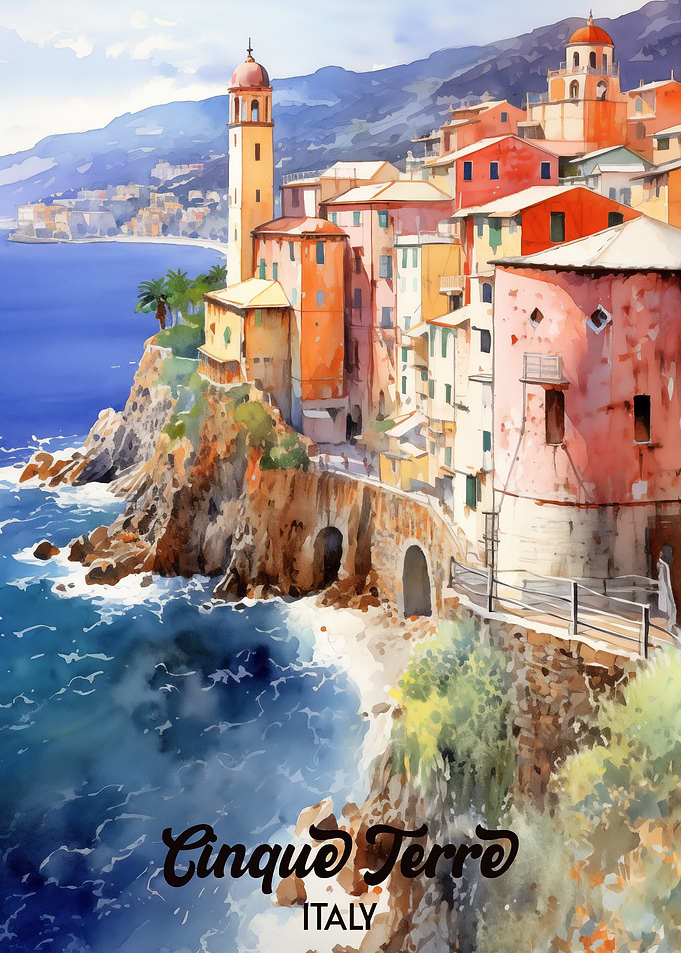 Cinque Terre, Italy Watercolor Painting