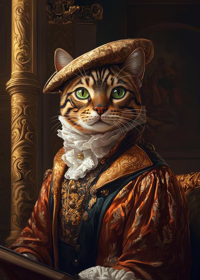 Regal Cat Portrait | Aristocrat Wall Art