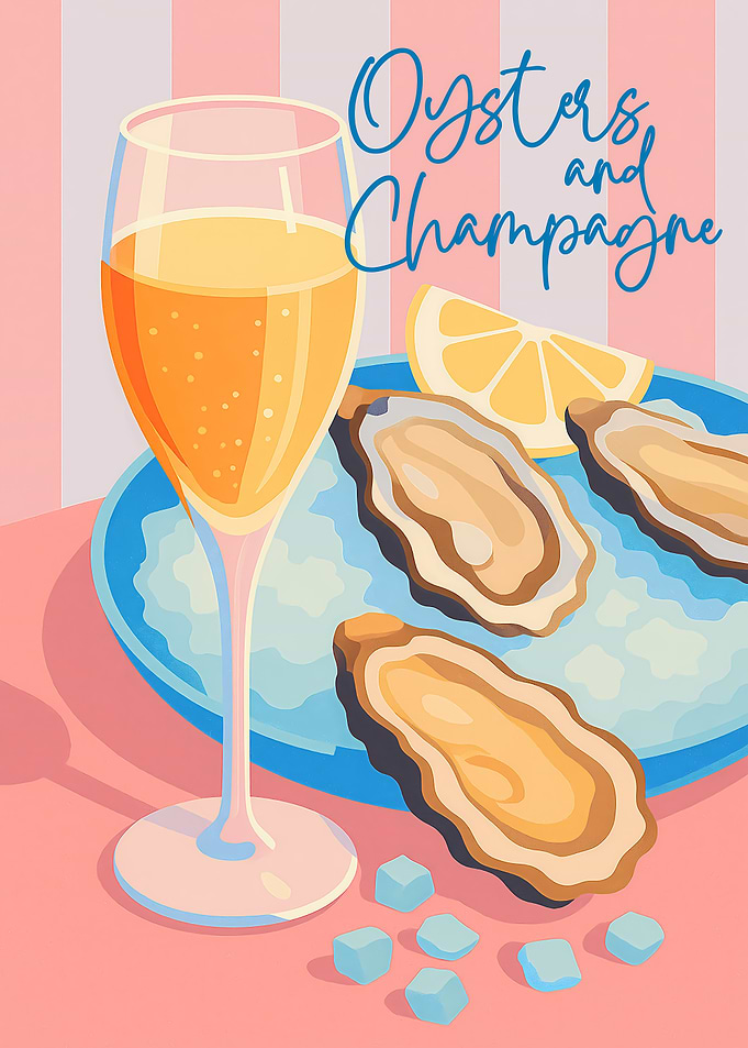 Oysters and Champagne Illustration