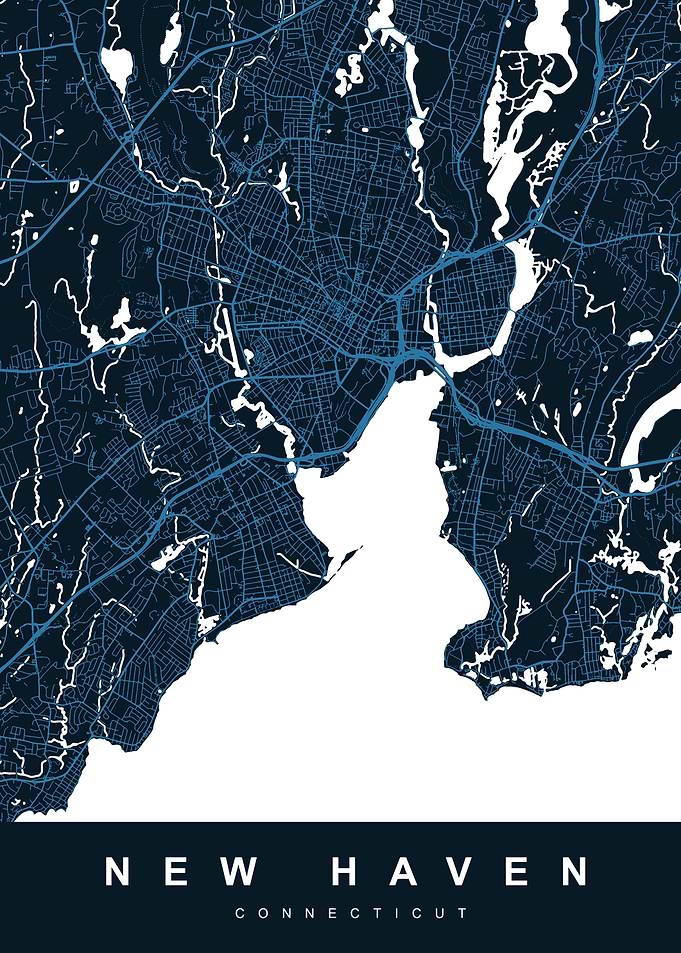 New Haven, Connecticut Map Art