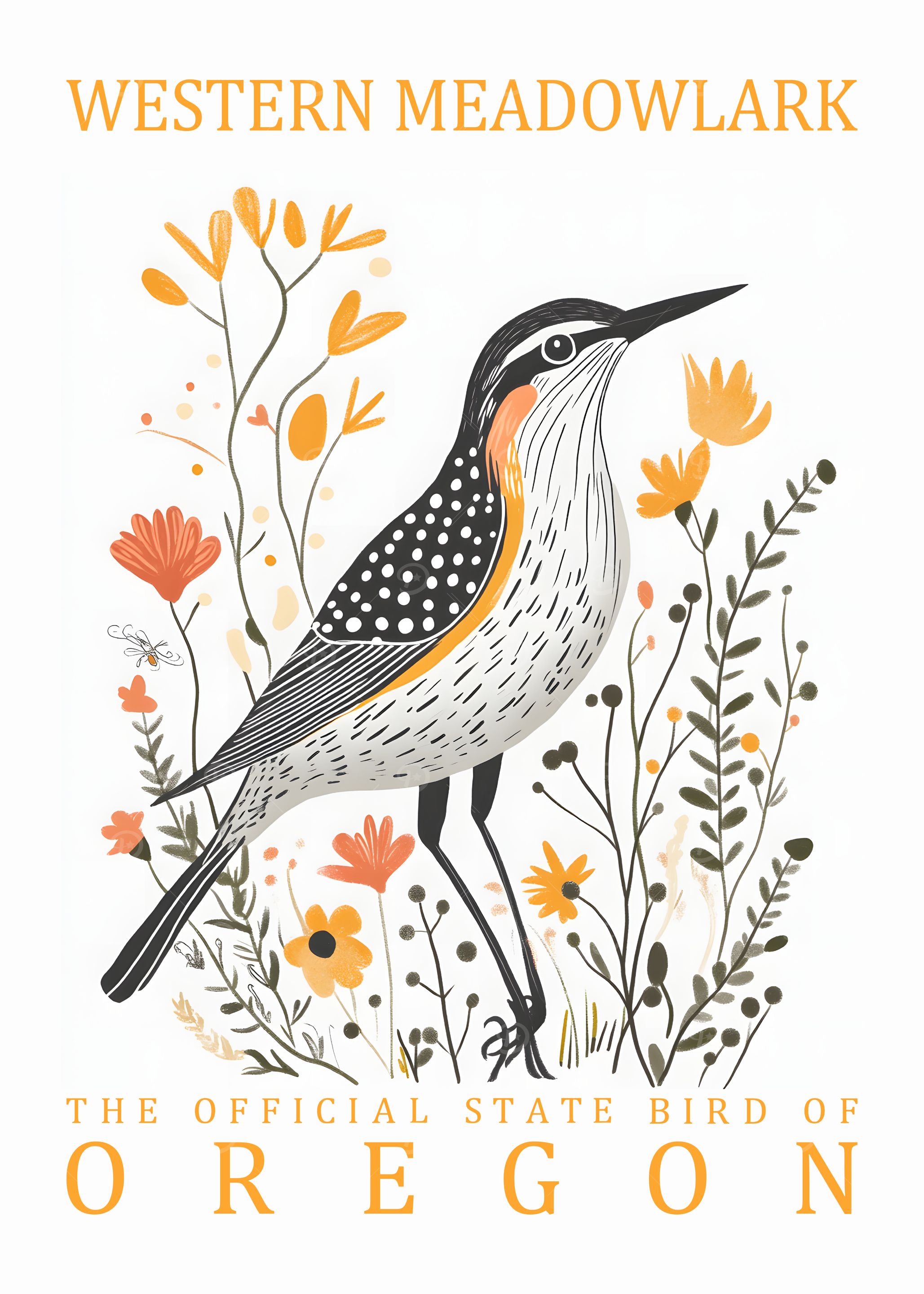 Western Meadowlark Oregon State Bird Art